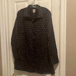 Chico's Black Button-Down Shirt with White Dot Print